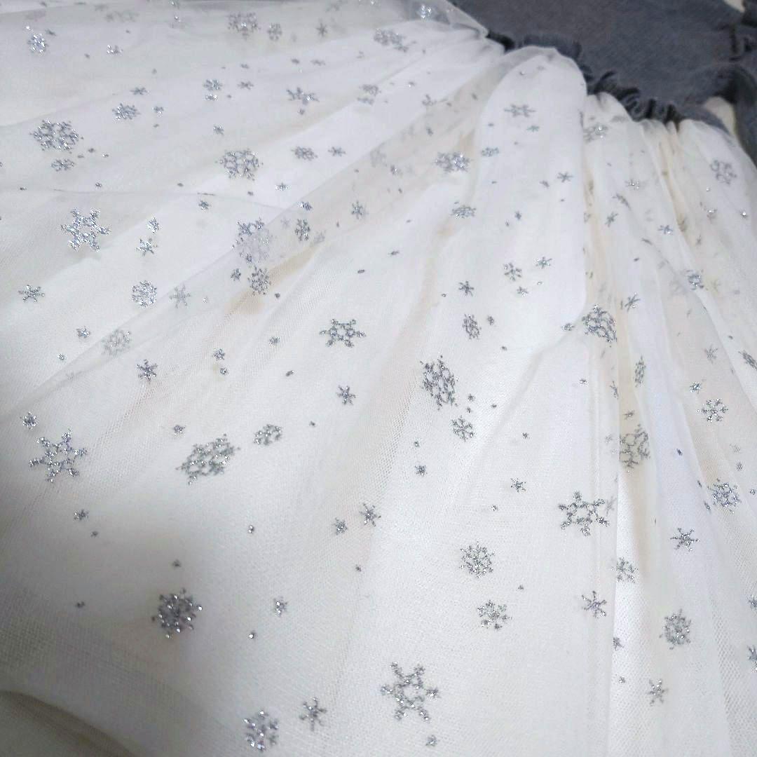 最終ケイトスペード140　長袖ニットドッキングスノーチュールワンピース　グレー