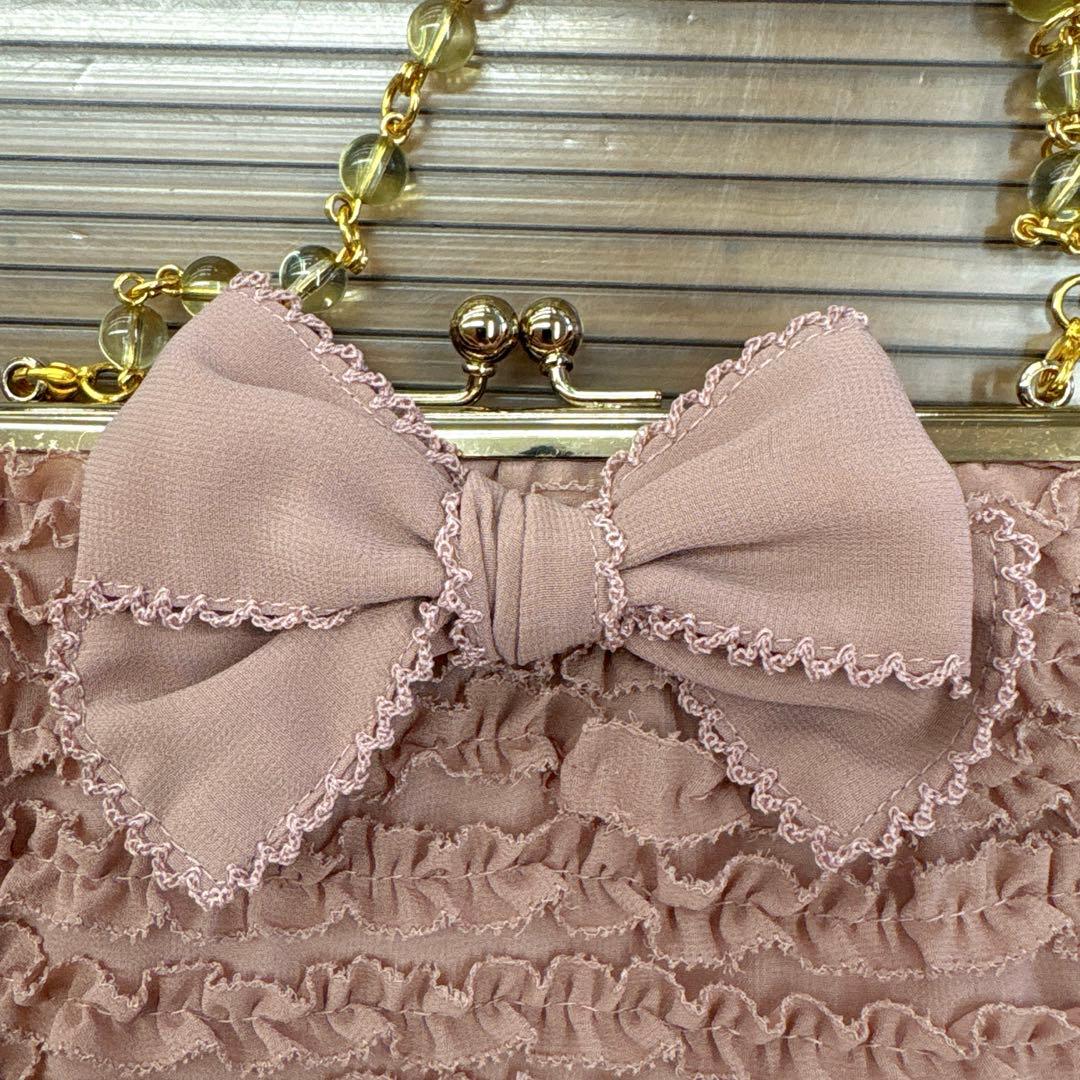 kazu☆カネコイサオ 総ピコフリルがま口ポシェット/ベージュバッグ2点