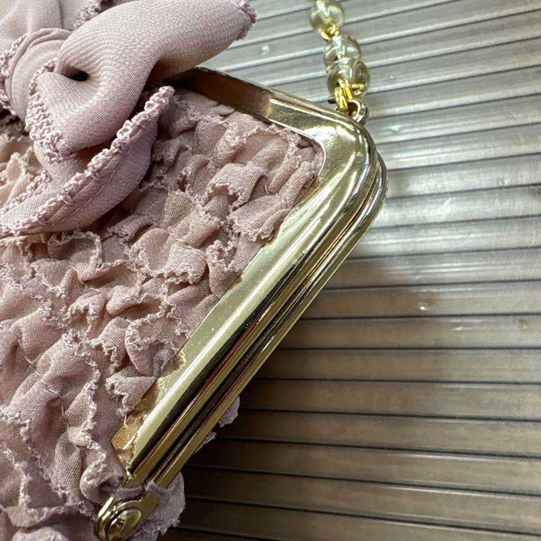 kazu☆カネコイサオ 総ピコフリルがま口ポシェット/ベージュバッグ2点