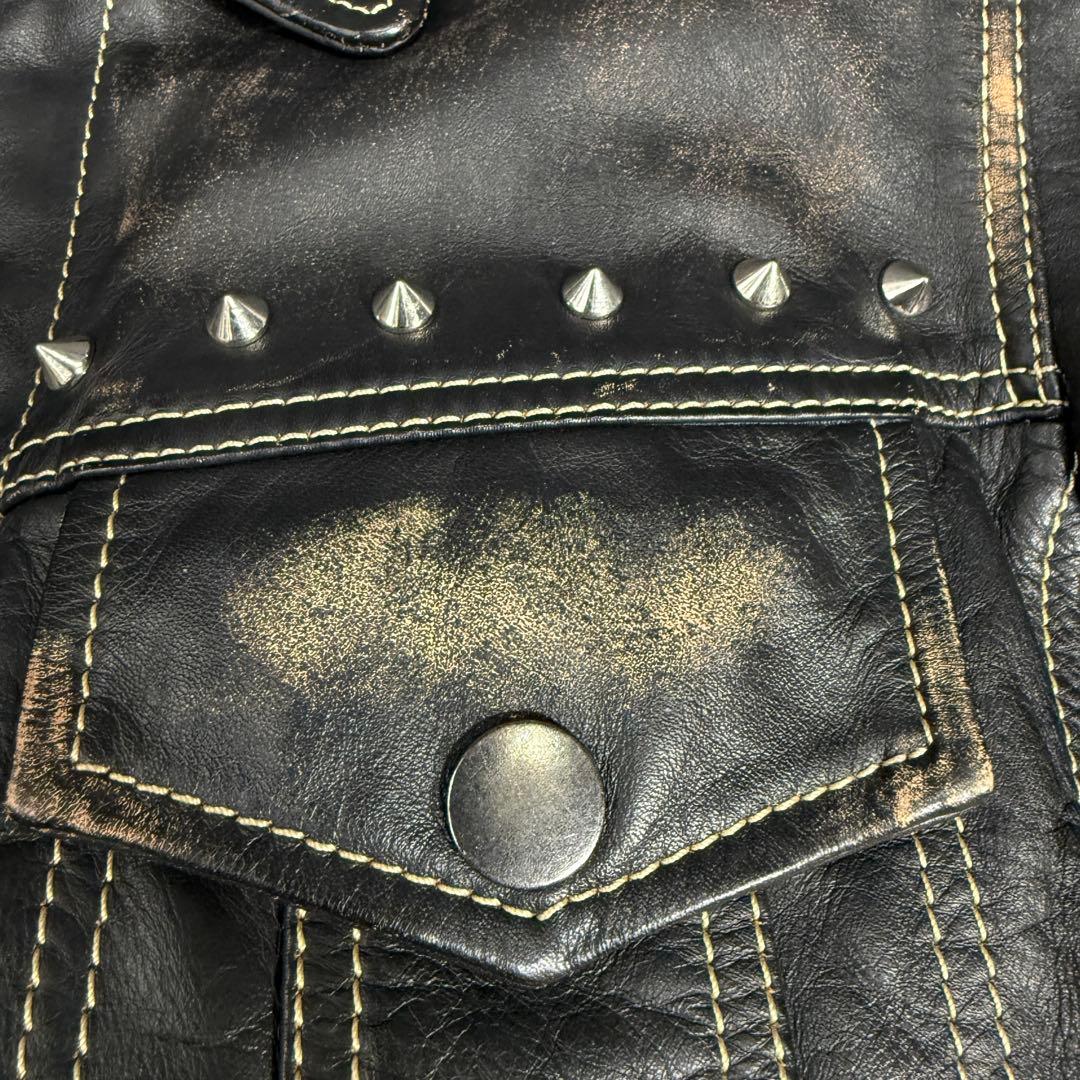 極美品 DIESEL 2000s Y2K スタッズ ライダース レザージャケット