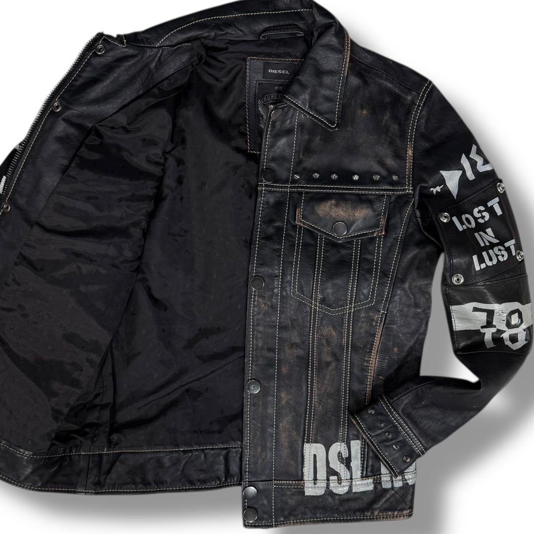 極美品 DIESEL 2000s Y2K スタッズ ライダース レザージャケット