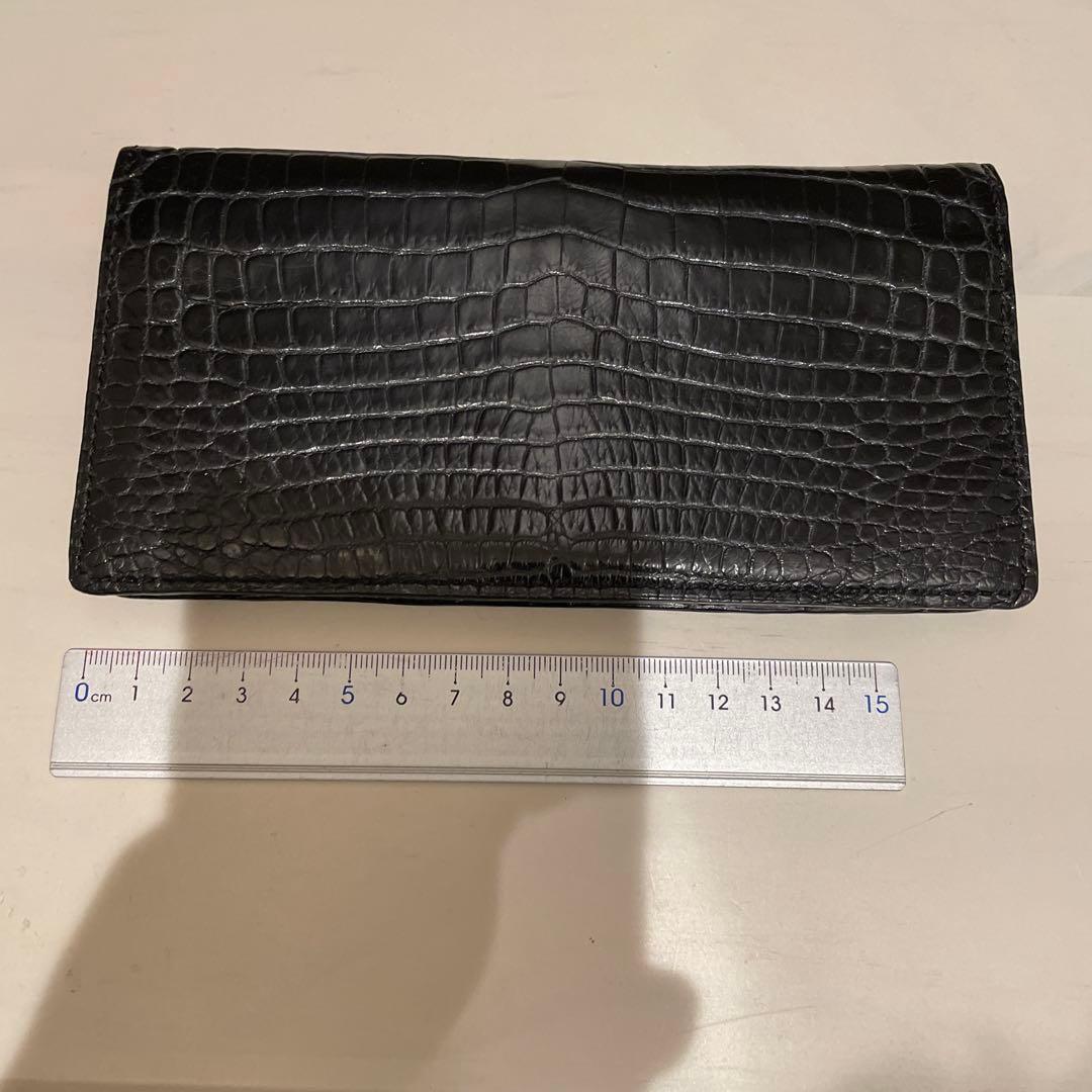 美品！ クロコダイル ポロサス 長財布 ブラック JRA