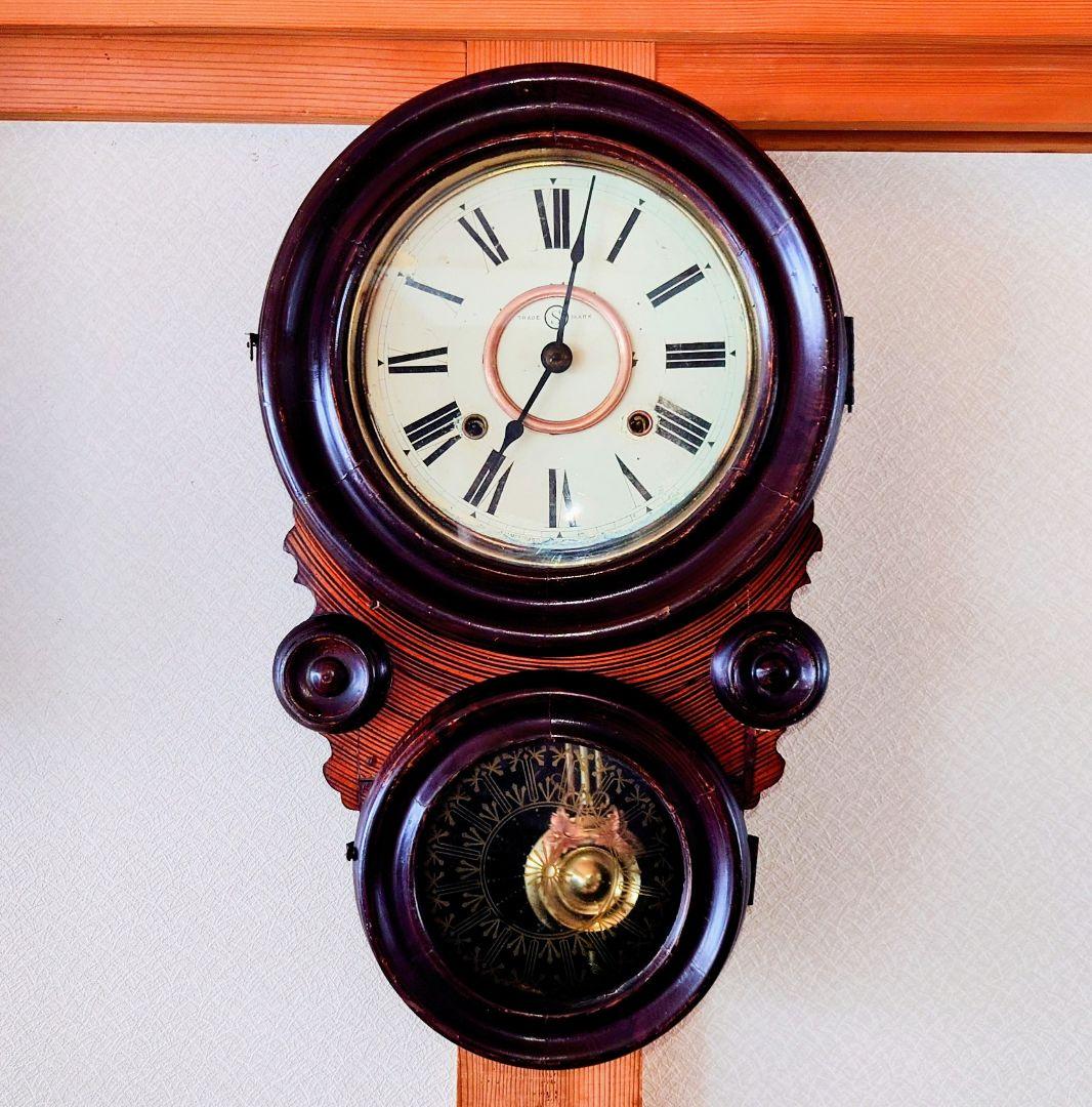 〈完動・美品〉精工舎　四ツ丸達磨型ゼンマイ振り子時計　アンティーク古時計