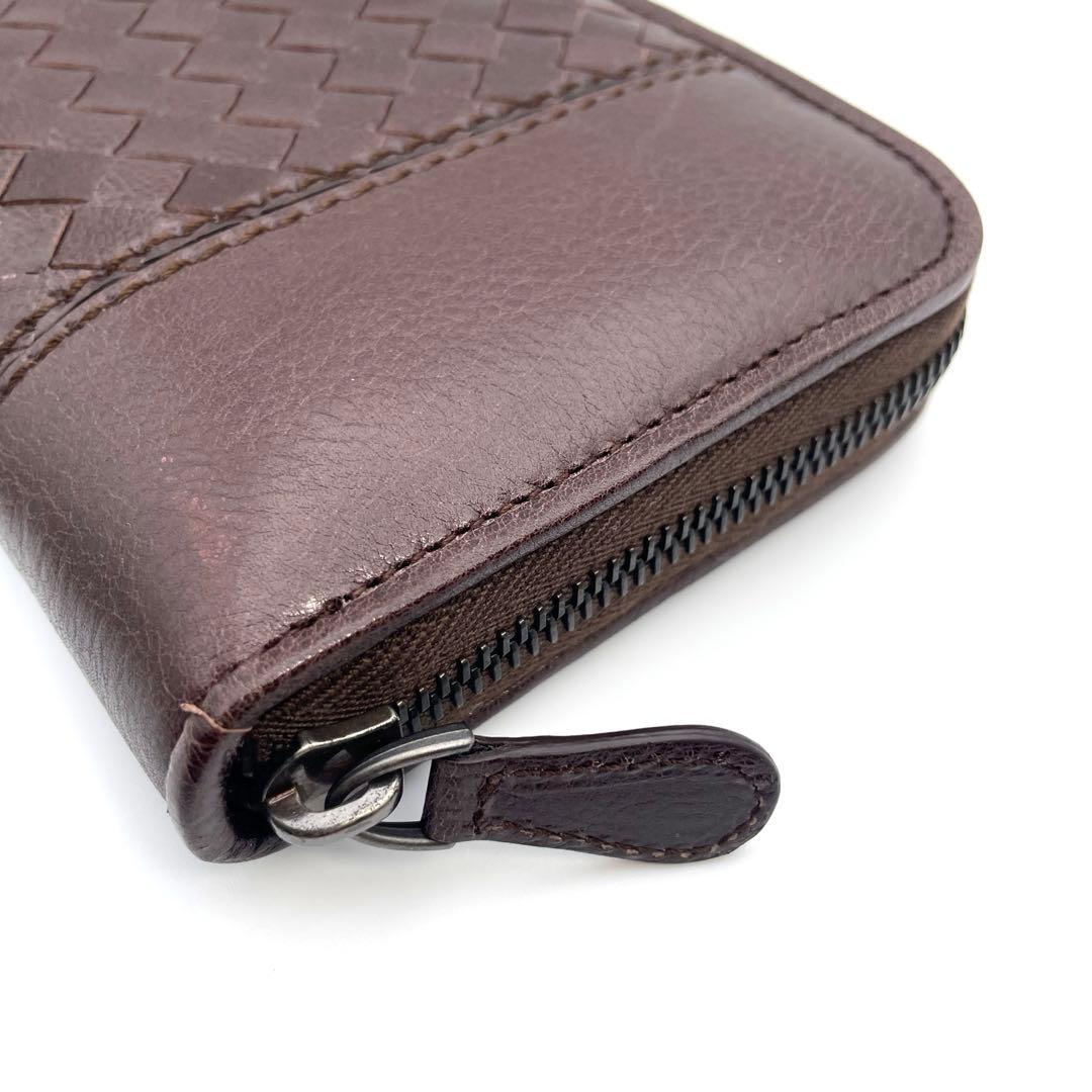 【美品】ボッテガヴェネタ　長財布　ラウンドジップ　ダークブラウン