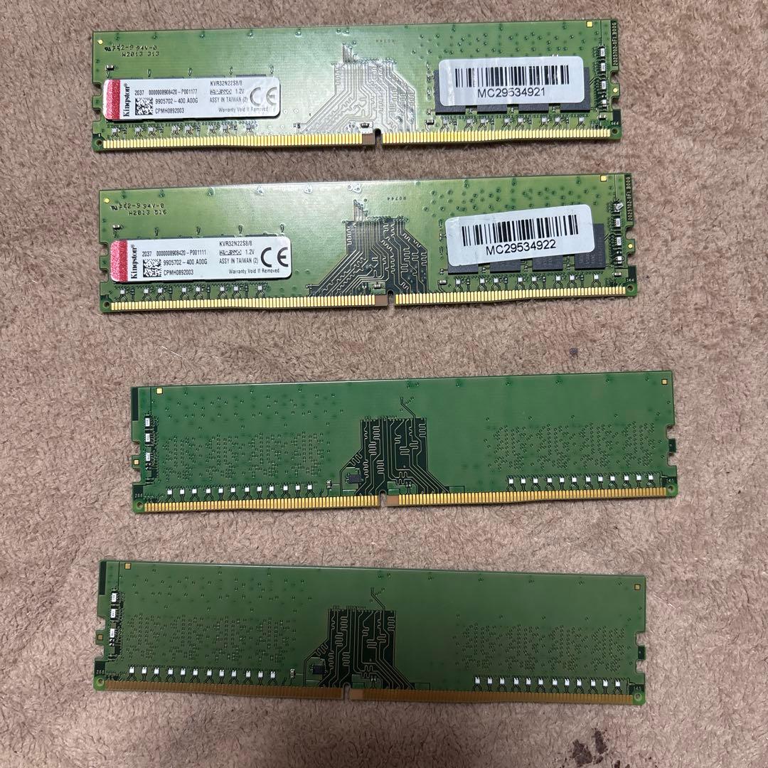 Kingston KVR32N22S8/8 8GB DDR4 メモリ 4枚