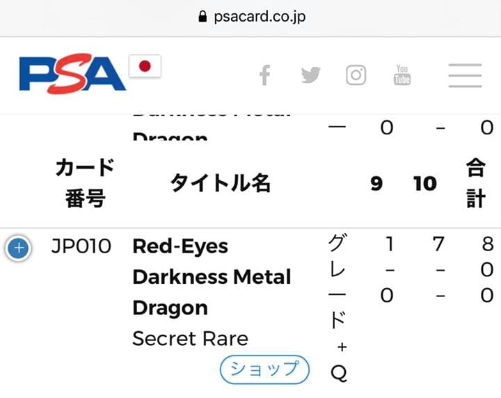 遊戯王 レッドアイズ・ダークネスメタルドラゴンシークレット　psa10