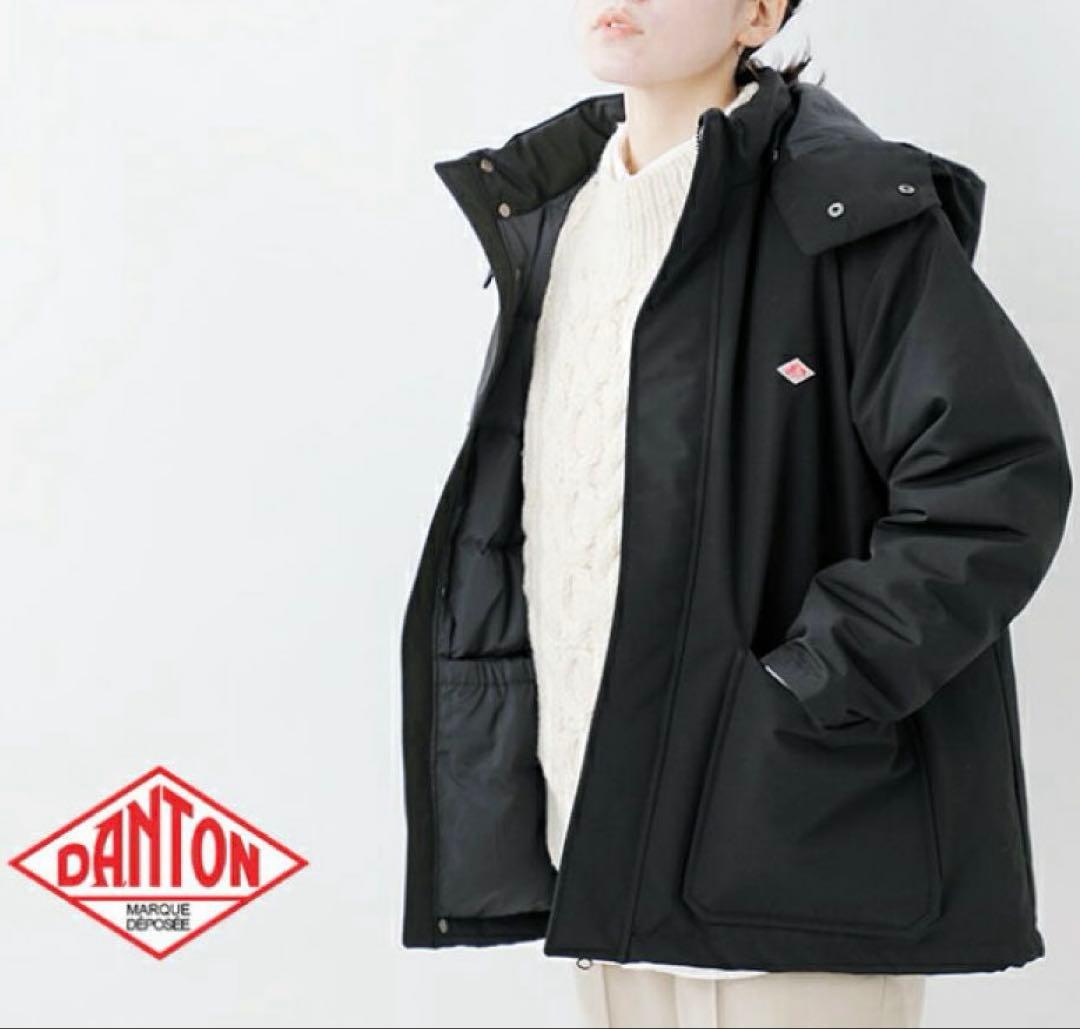 美品 ダントン Bshop 撥水 フード付き ダウンジャケット 黒 レディース