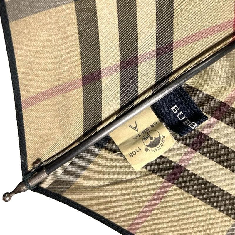 美品 バーバリー BURBERY 長傘 黒無地 裏ベージュバーバリーノバチェック