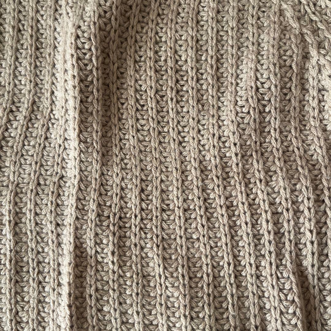 モンクレール　ベージュと黒のストライプ ハイネックセーター