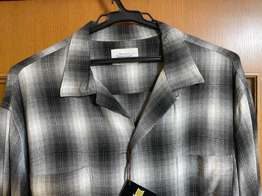 TOWNCRAFT 60s オンブレチェック ループカラーシャツ グレー　L