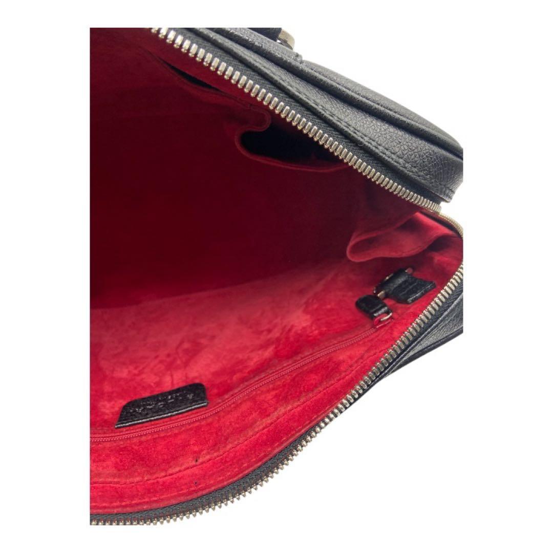 【美品】BVLGARIブルガリレザー 2WAY ショルダーバッグブラックA4可