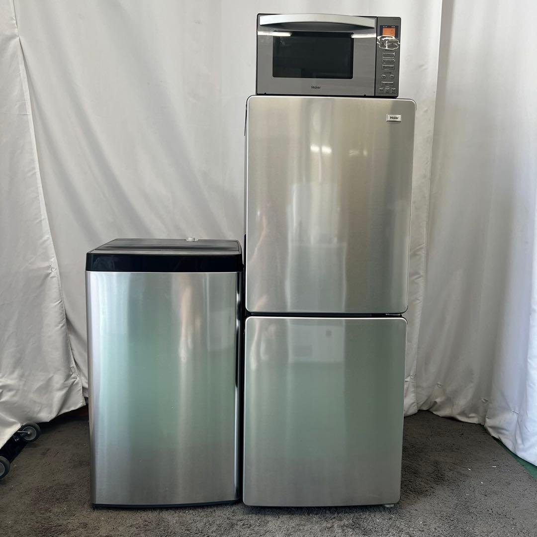 864 冷蔵庫　洗濯機　レンジ　一人暮らし　セット　シルバー　小型　設置無料