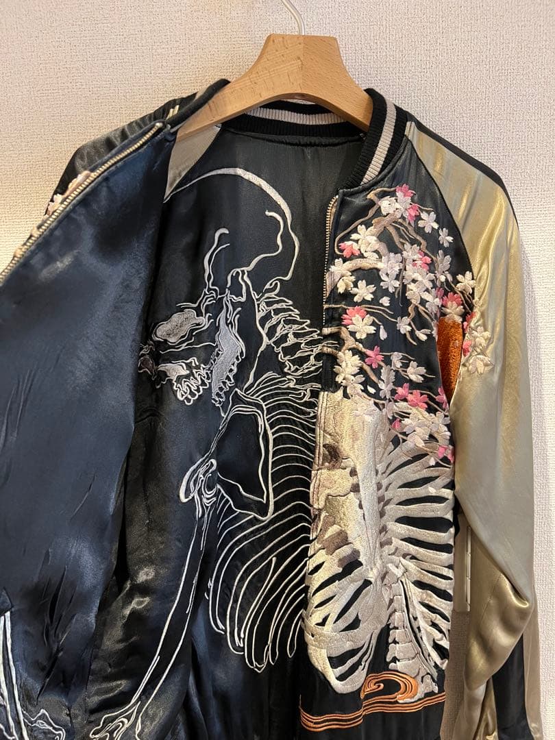 花旅楽団　桜と髑髏　抱きつき髑髏のリバーシブルスカジャン　これが最終値下げ！