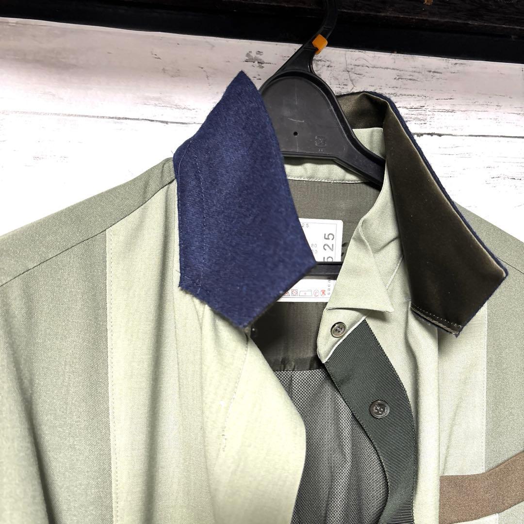 新品 sacai サカイ オリーブグリーン スーチングレイヤードジャケット