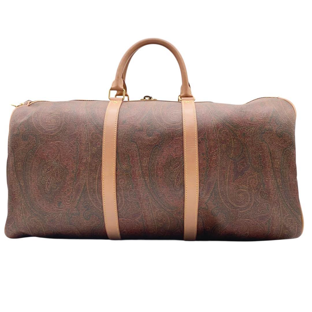 【極美品】エトロ ボストンバッグ 2way ペイズリー柄 PVC レザー 大容量