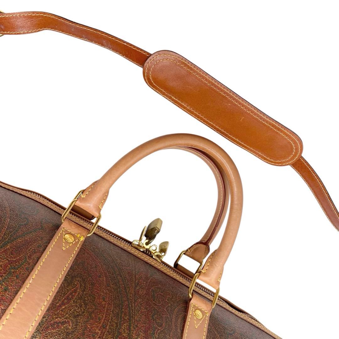 【極美品】エトロ ボストンバッグ 2way ペイズリー柄 PVC レザー 大容量