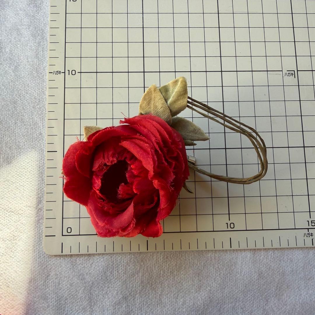 希少　カネコイサオ　ヴィンテージ　ローズコサージュ　２点セット　リボン　赤白