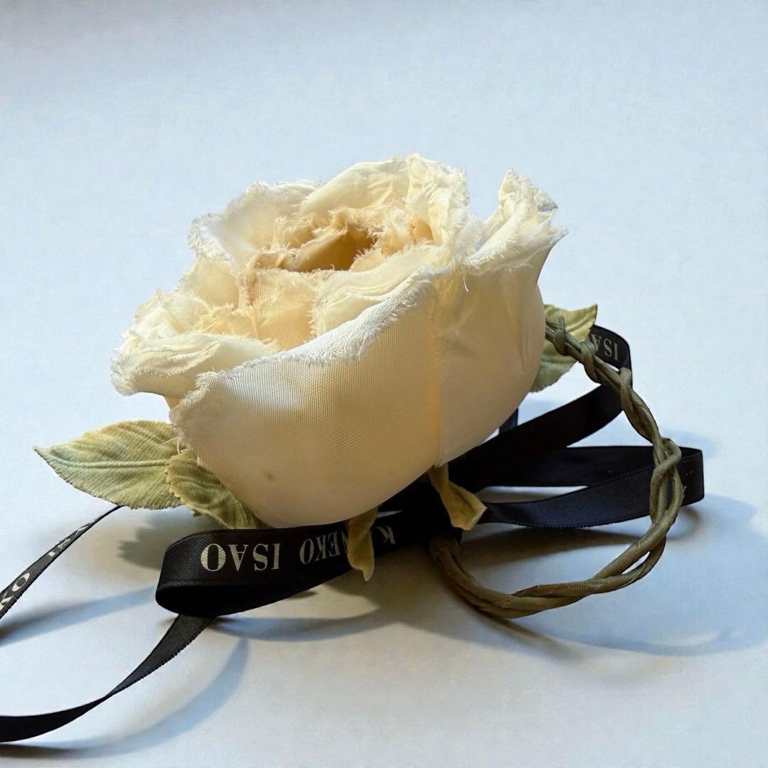 希少　カネコイサオ　ヴィンテージ　ローズコサージュ　２点セット　リボン　赤白