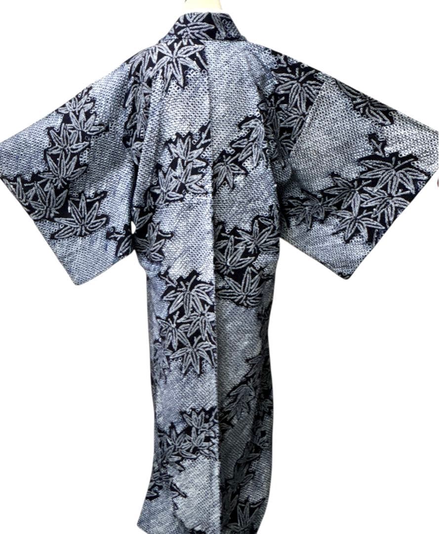 A62有松鳴海絞り 浴衣 もみじ模様　綿美品