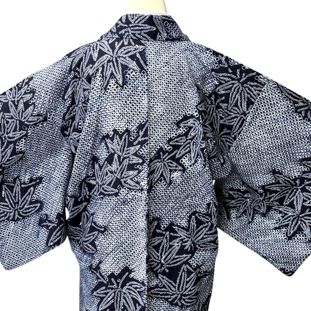 A62有松鳴海絞り 浴衣 もみじ模様　綿美品