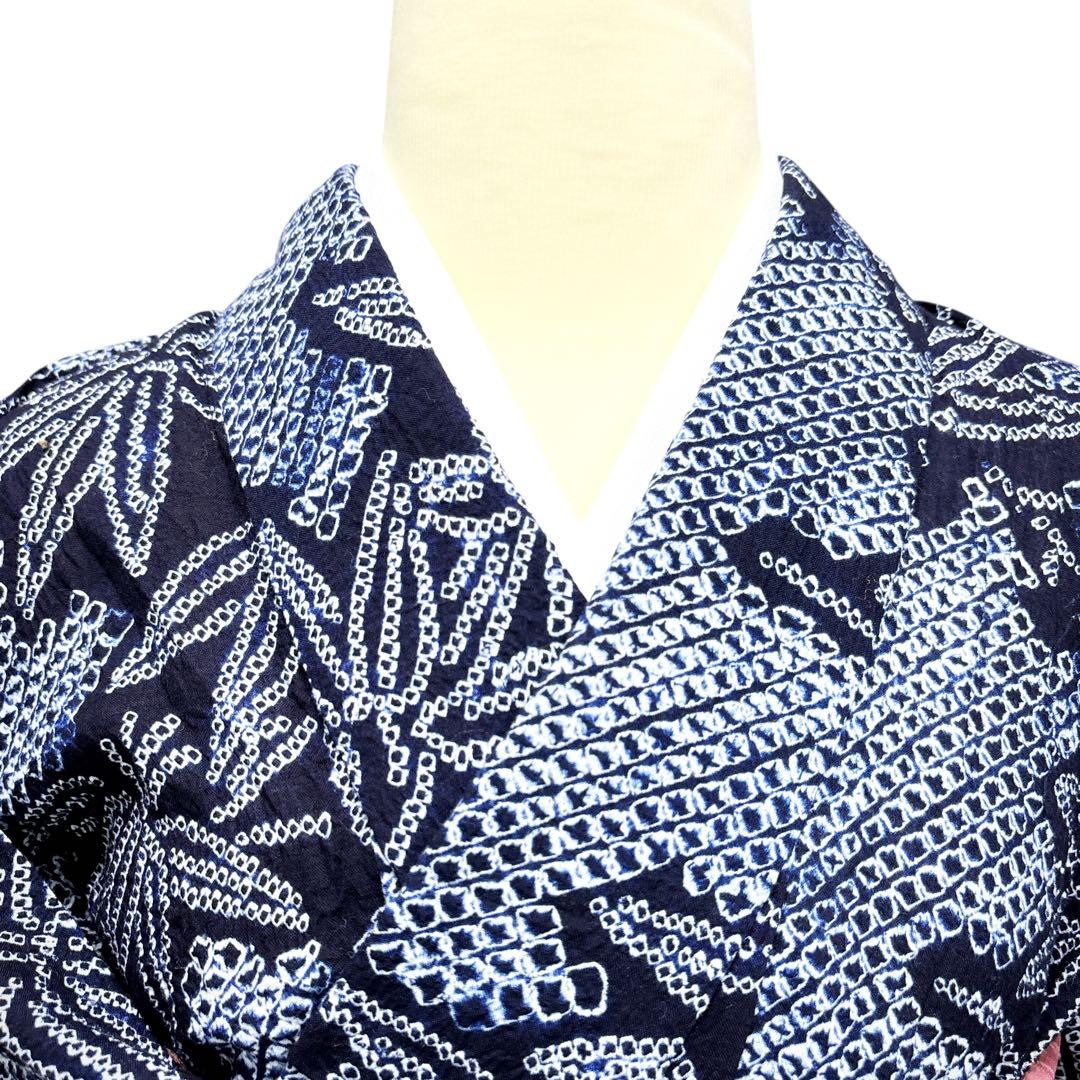 A62有松鳴海絞り 浴衣 もみじ模様　綿美品