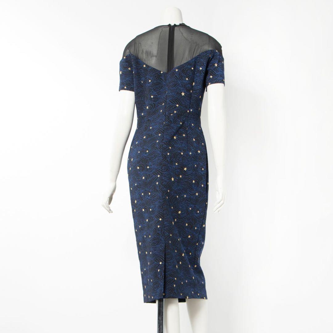 ESCADA エスカーダ シースルー切替 総刺しゅう ドレス ワンピース