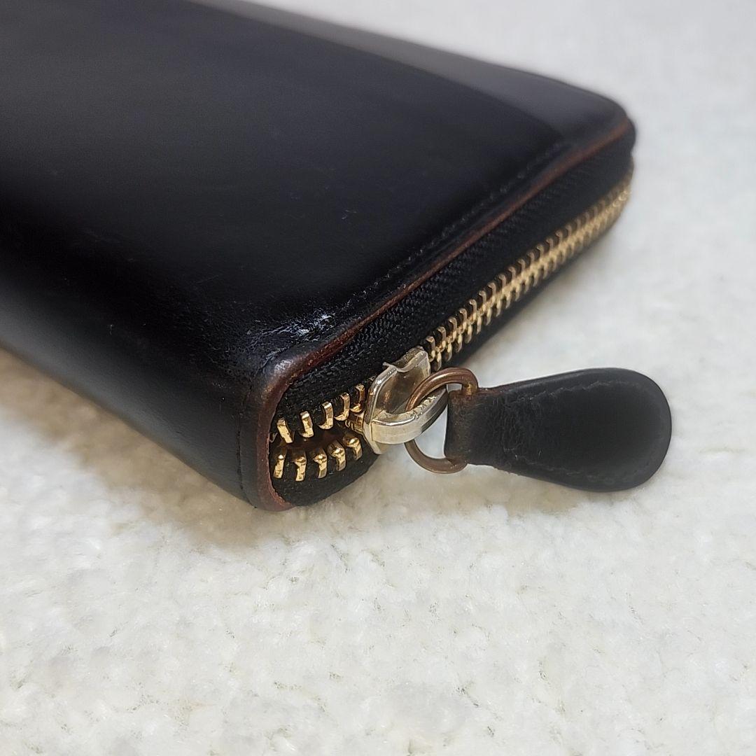 ガンゾ　GANZO ブライドルレザー　ラウンドファスナー長財布　ブラック