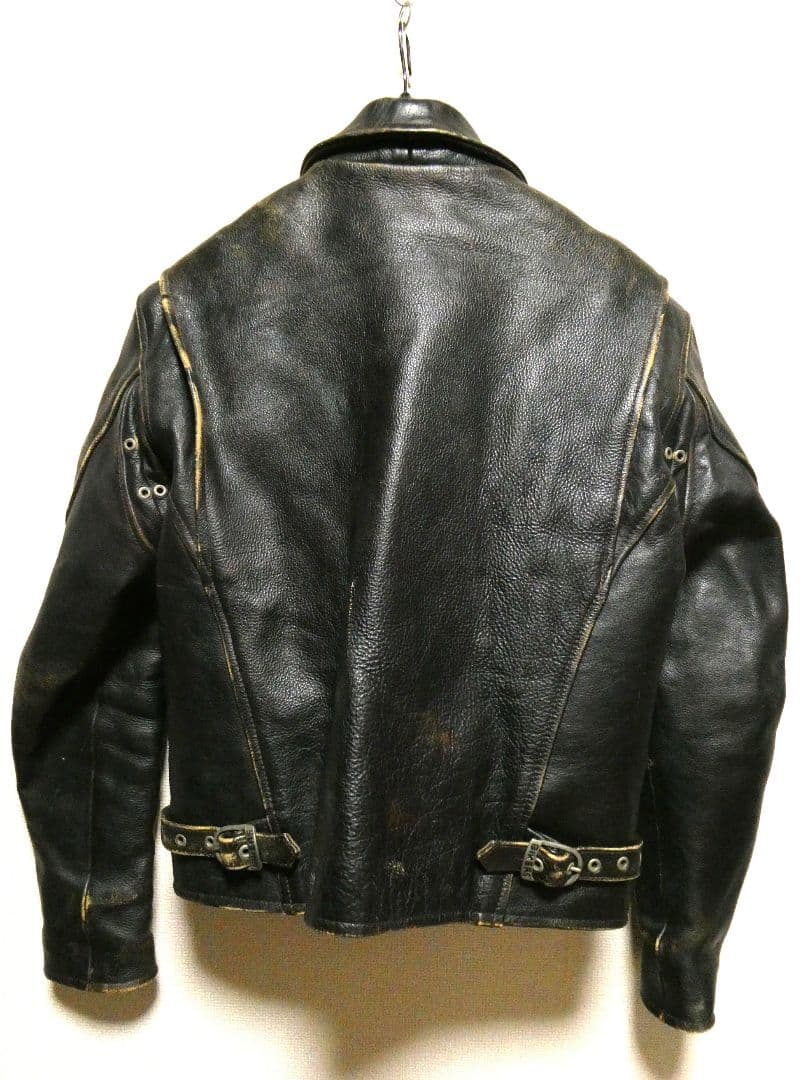 ヴィンテージ！USED加工！ライナー付き完品！短丈シングルレザーライダース38