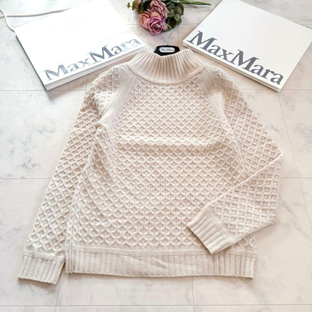 美品★マックスマーラ バージンウールケーブルニットセーター チェックシャツ 2点