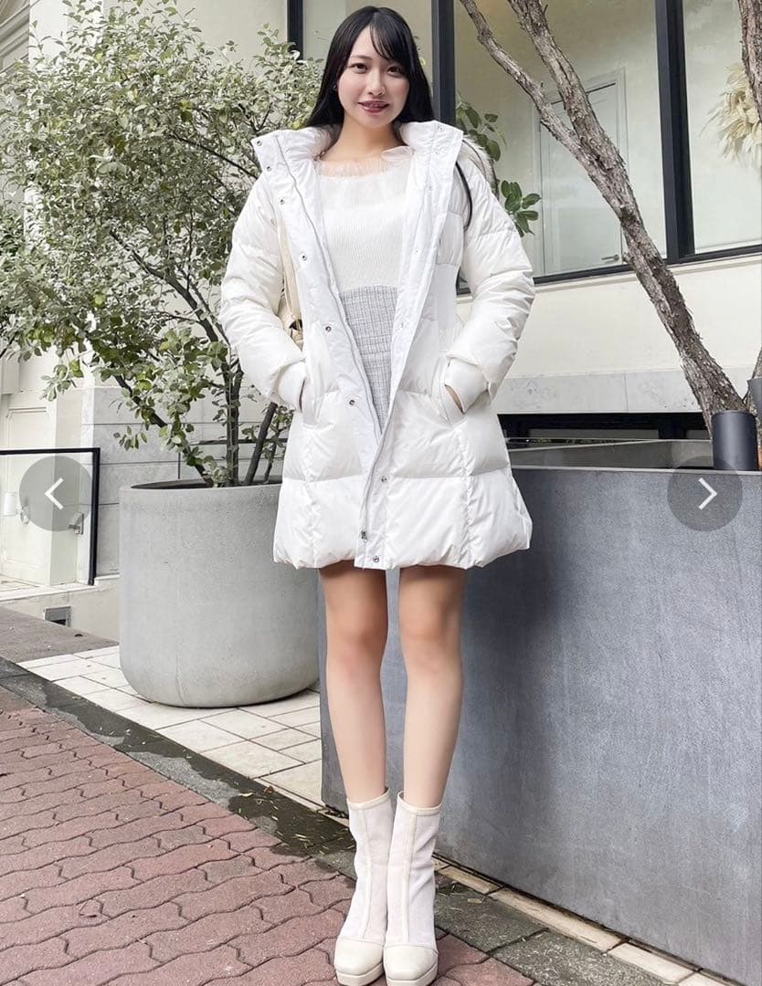 dazzlin ウエストマークレディダウンコート WHT M