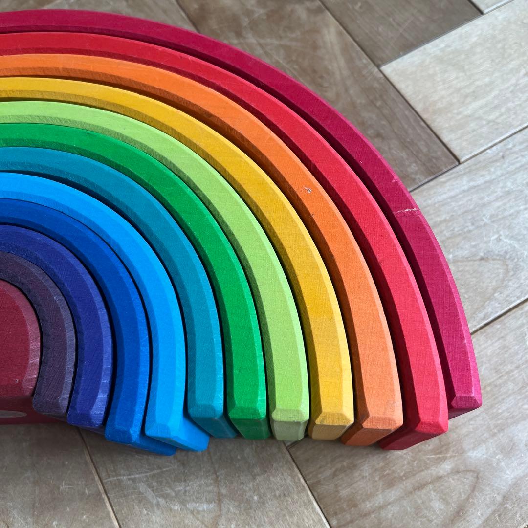 グリムス　レインボー　大　木製虹型積み木 知育玩具　モンテッソーリ
