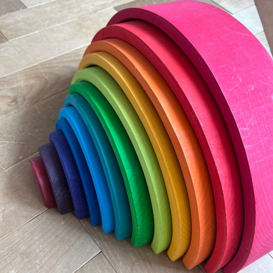 グリムス　レインボー　大　木製虹型積み木 知育玩具　モンテッソーリ