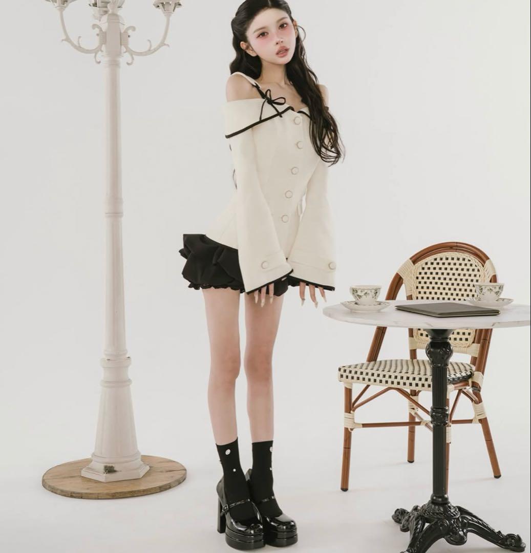 Darich ボンディングツイードオフショルチュニック　IVO S