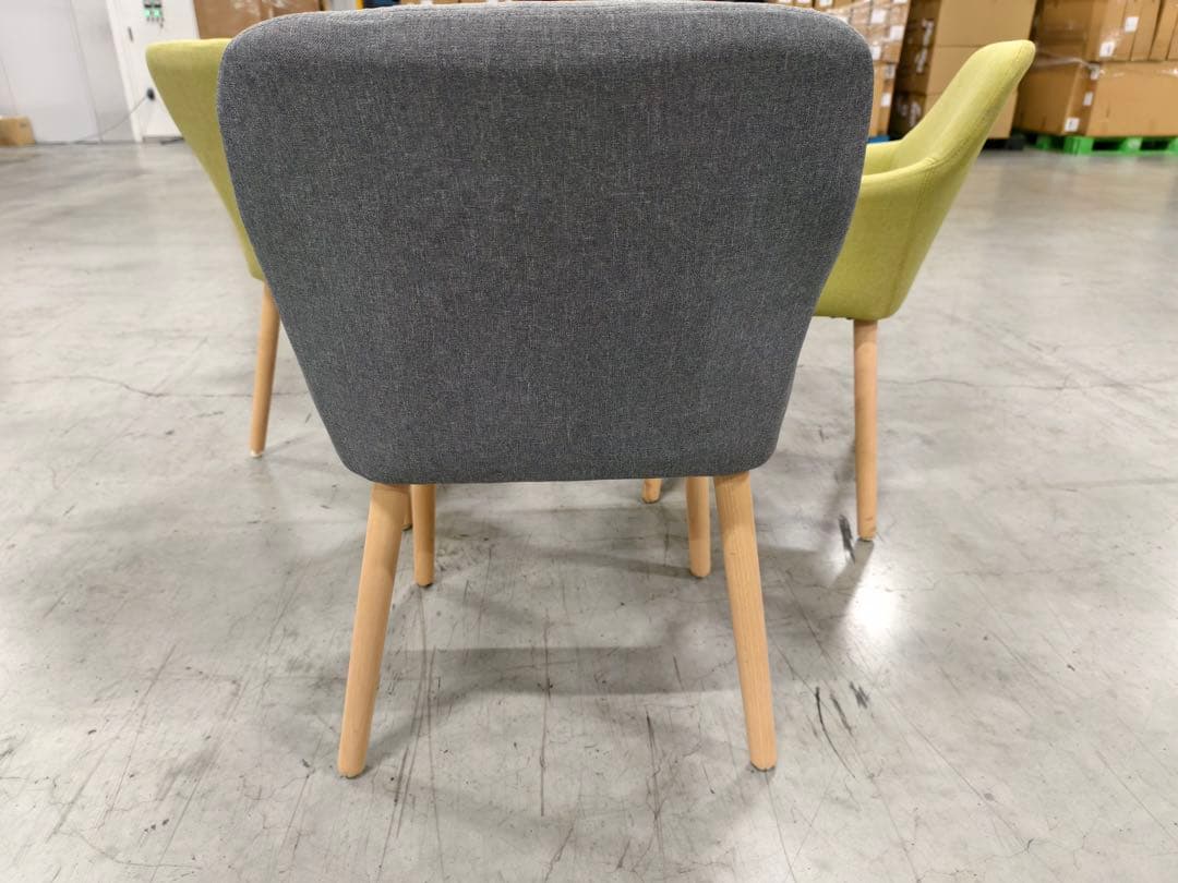 新品ダイニングチェア グレー4脚セット 布張り北欧風デザインファブリック製