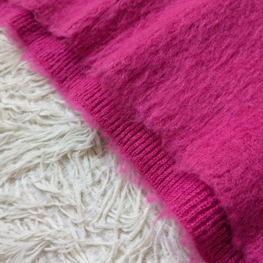 ハグオーワー/クロス&クロス　モヘヤ混シャギーVネックニット　Free 日本製