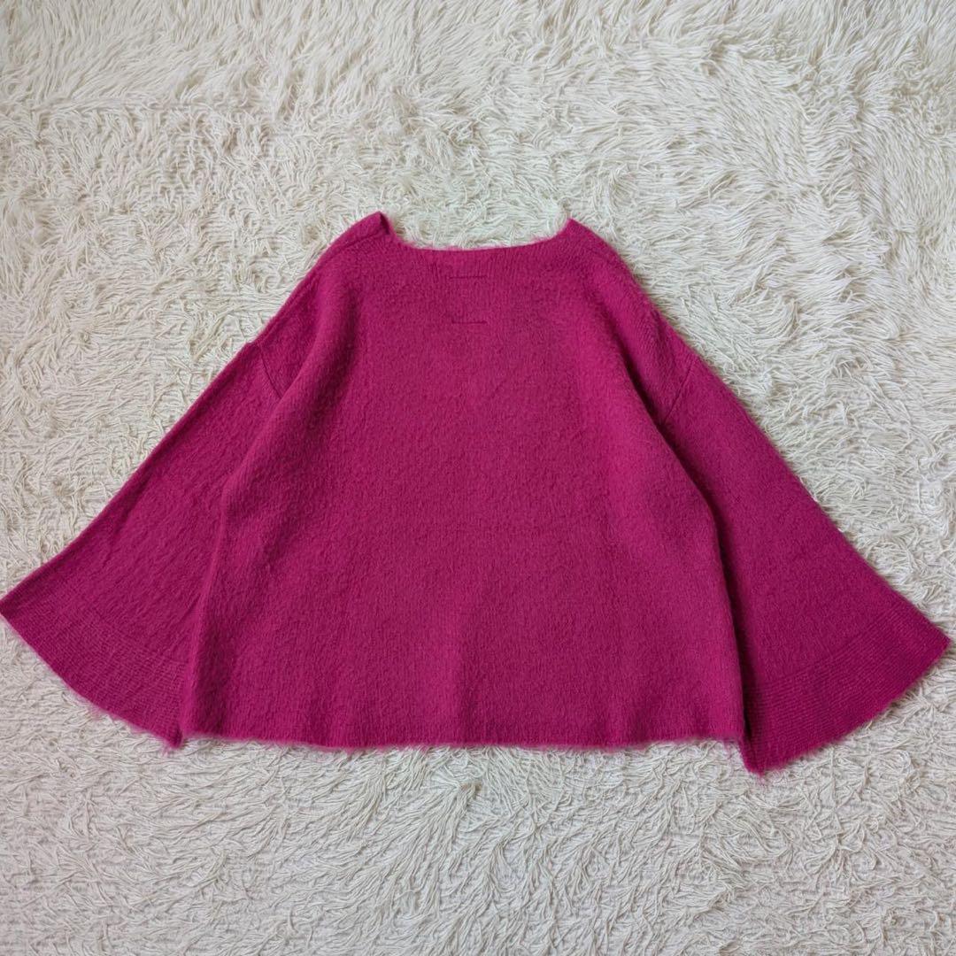 ハグオーワー/クロス&クロス　モヘヤ混シャギーVネックニット　Free 日本製