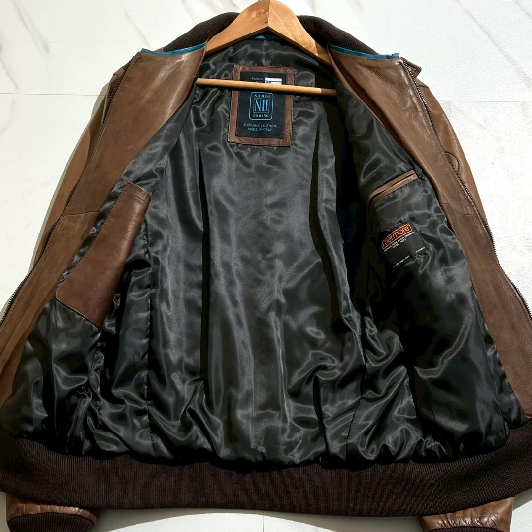 未使用 16万　NARDI　レザージャケット　羊革　ヴィンテージ加工　バイカー
