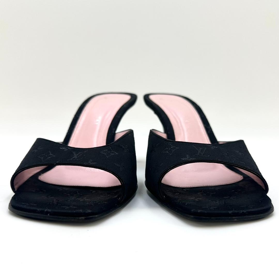 LOUIS VUITTON ミュール サンダル モノグラム LVロゴ ブラック