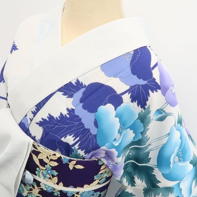 新品 撫松庵 片寄せポピー セオアルファ 洗える夏着物 付下げ 浴衣 6228