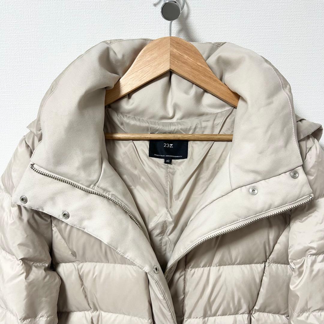 2023AW✨23区 シレータフタ ロング ダウンコート　ベージュ　40