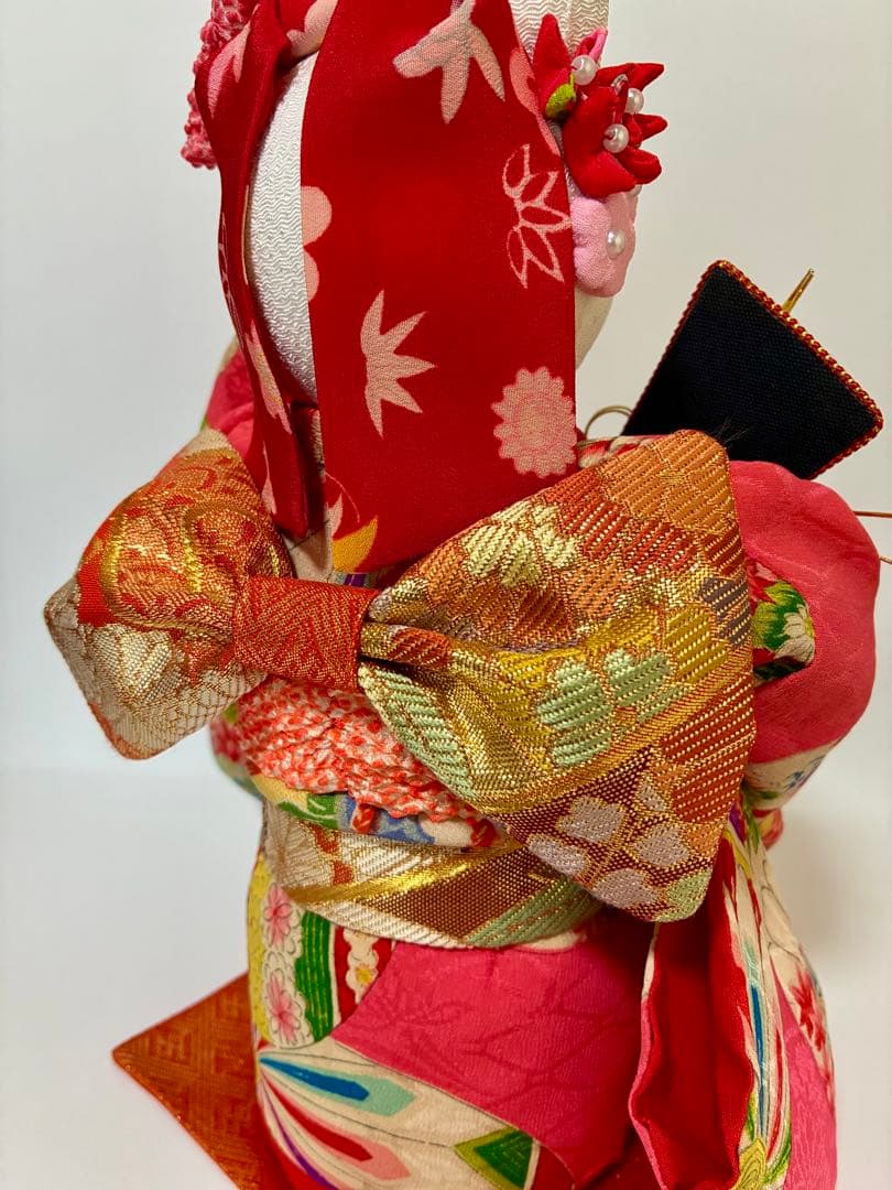 【ねこの創作人形】ちりめん細工　縮緬細工　招き猫　まねき猫　ひな飾り　ひな祭り