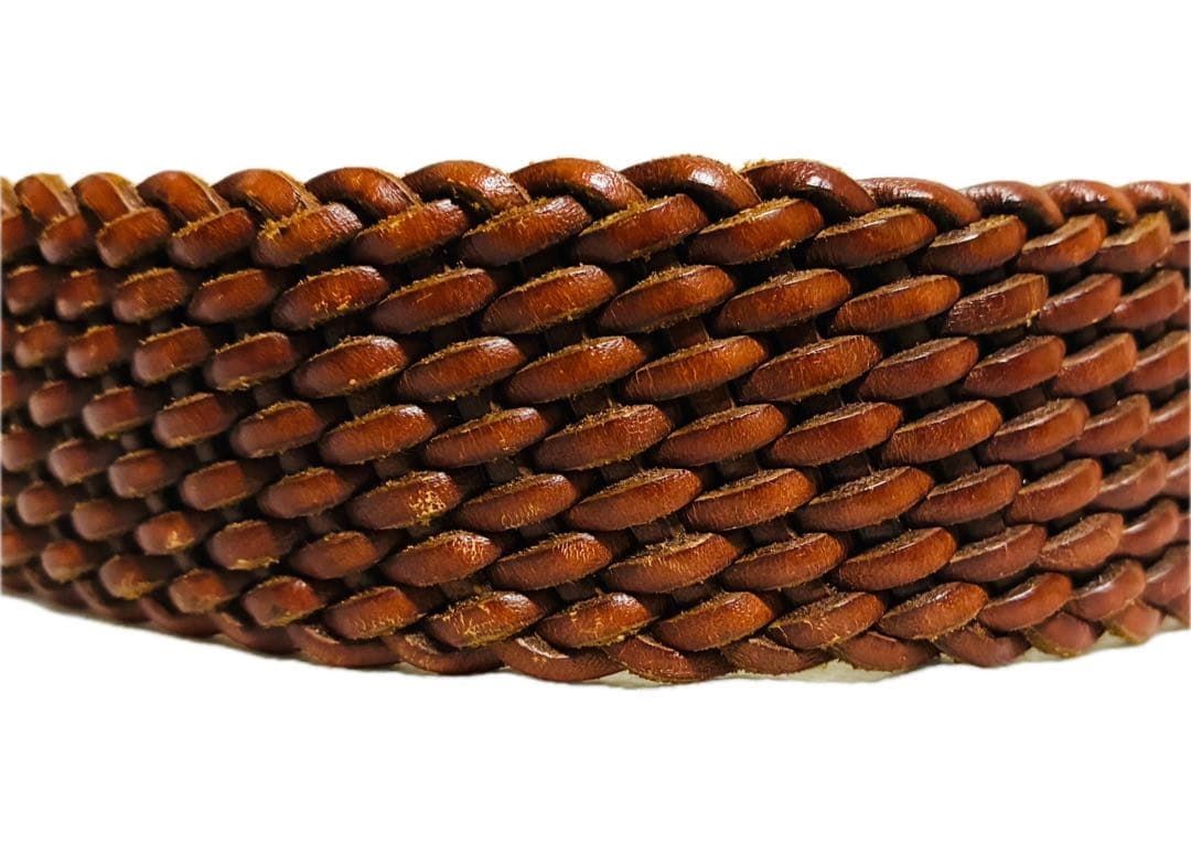 ラルフローレン　レザーベルト　編み込み　メッシュ　ブラウン　シルバー