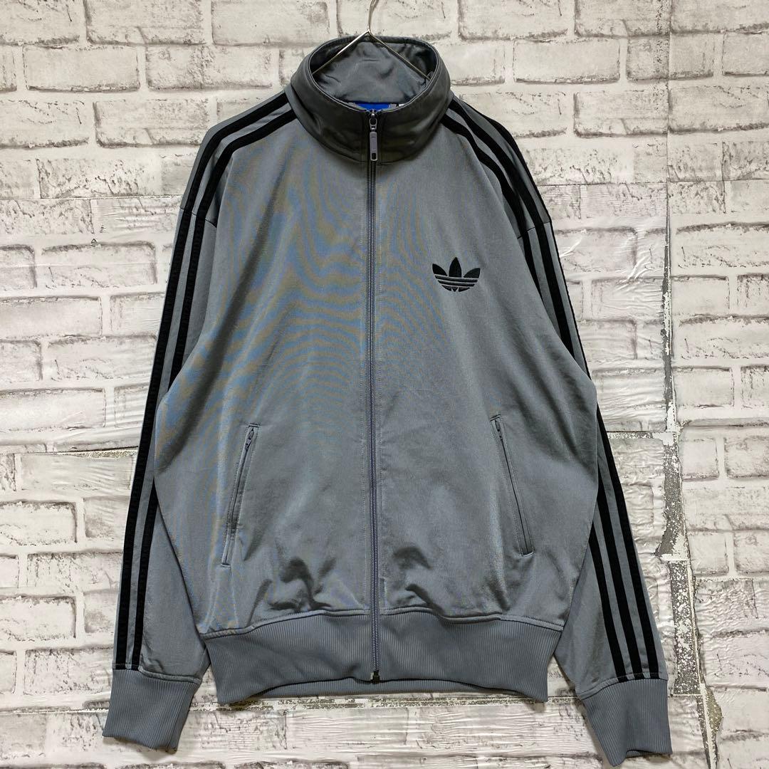 アディダス ジャージ　トラックジャケットS グレー　トレフォイルロゴ刺繍917