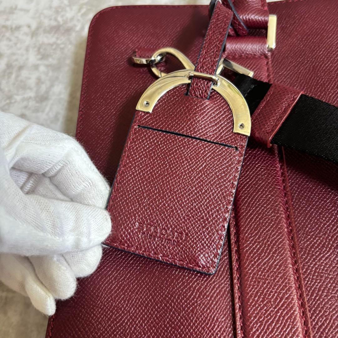 J72 極美品✨BVLGARI ブルガリ　ビジネスバッグ　2way レザー　赤