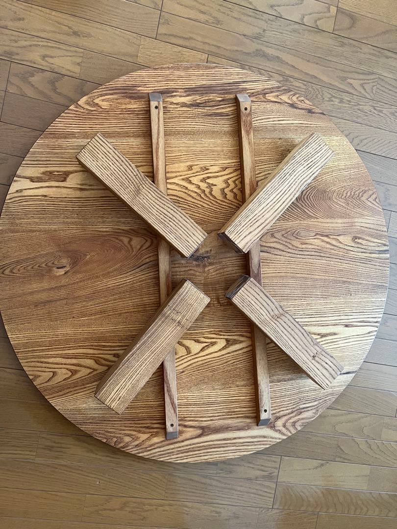 【折り畳み可能】リビングテーブル 円形ちゃぶ台　【ひでじ工房】