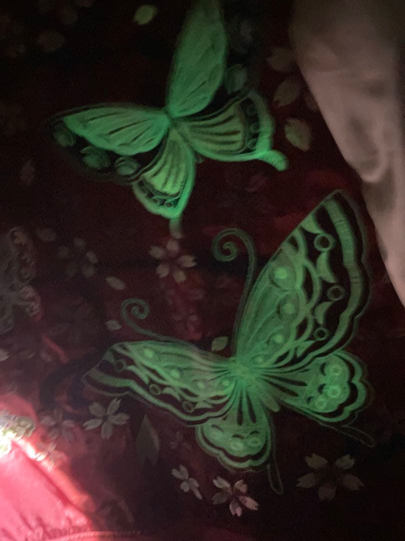 美品　流儀圧搾 雅結 スカジャン 蝶&桜 赤　刺繍蓄光