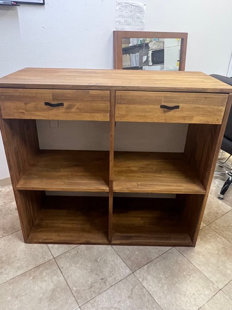 【サロン向き】木製カウンターテーブル 収納付き