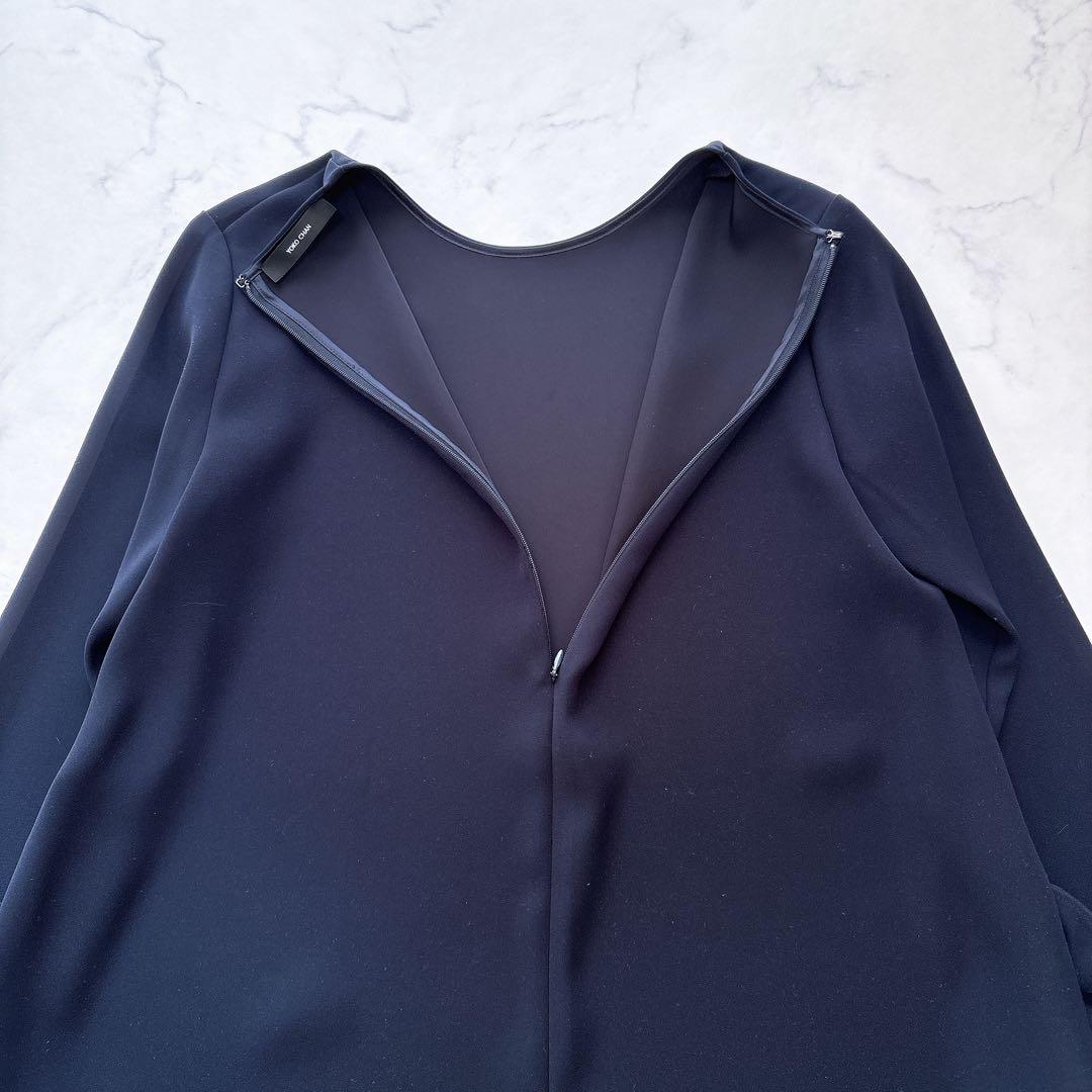 【美品】23AW YOKOCHAN ロングスリーブ バックフリル ブラウス 紺