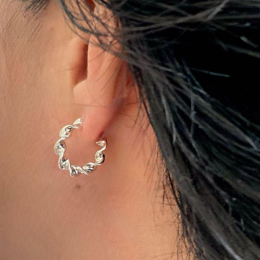 両耳　14mm シルバー925 フープピアス