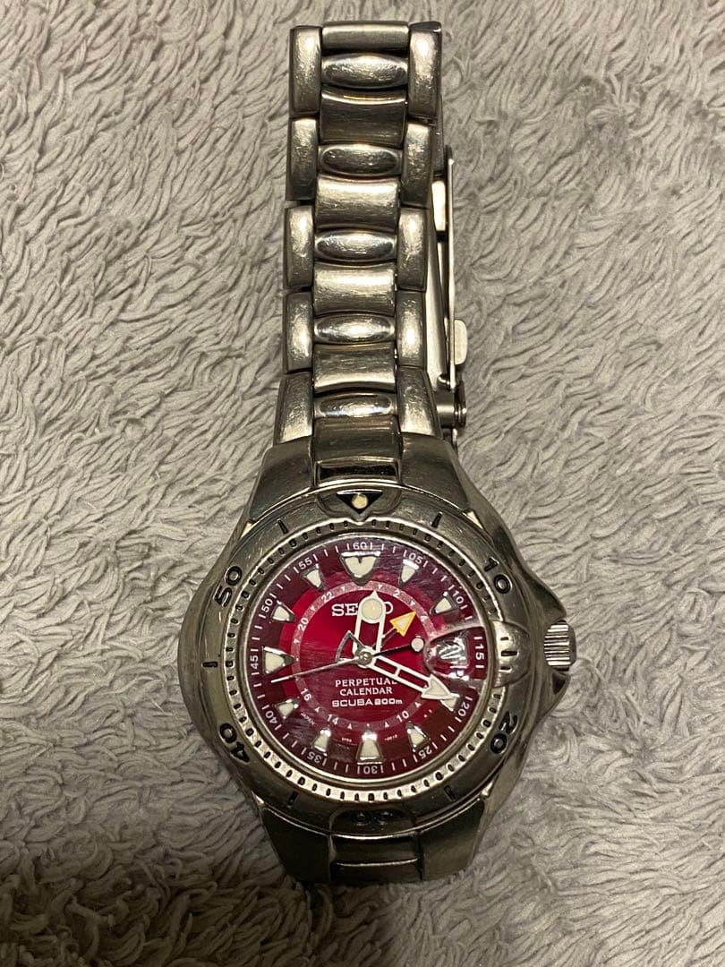 セイコー　ピピン　限定色ボルドー　パーペチュアルカレンダー　スキューバ200m